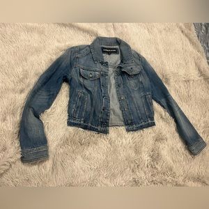 EXPRESS Cropped Denim Jacket Medium Wash Size S
